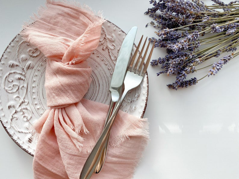 NP013A wholewashable 10 pcs/lot wedding 40cm*40cm dusty pink green ivory  cheesecloth gauze table napkin