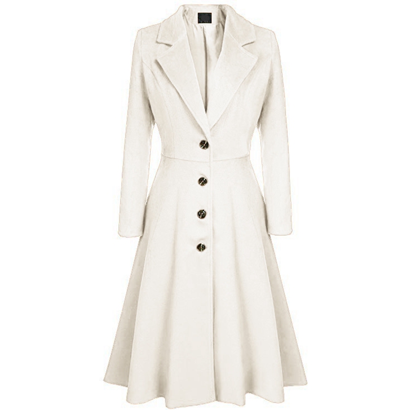 Wool Slim Outwear Wool Coats For Women Coats Long Design Female Casual Trench Black White Women Coat Winter New