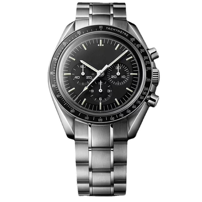 mens automatic mechanical watch Sapphire Glass Stainless Steel black leather 40mm Male Wristwatches