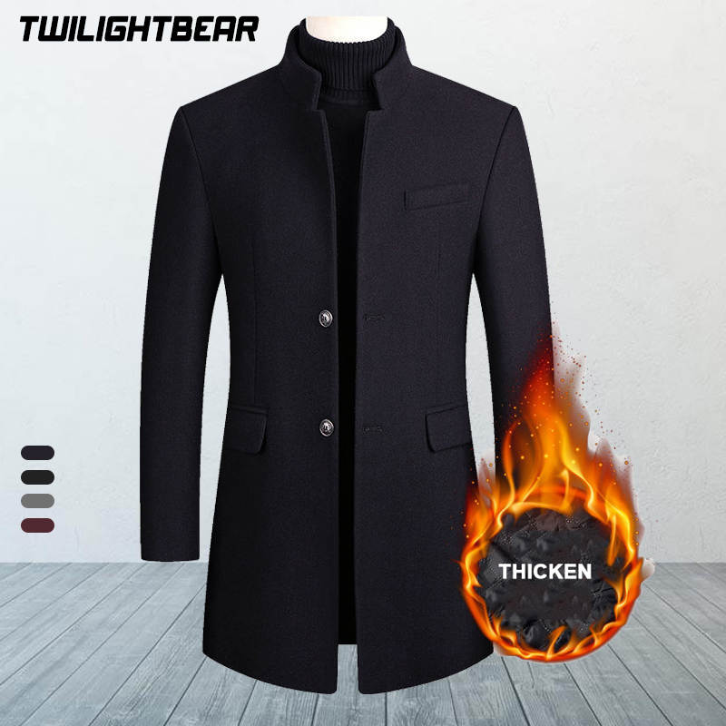 Winter Jackets Men Wool Blends Coats Solid High  Streetwear Thicken Business Woollen Coat Men's Clothing Outerwear AF2811