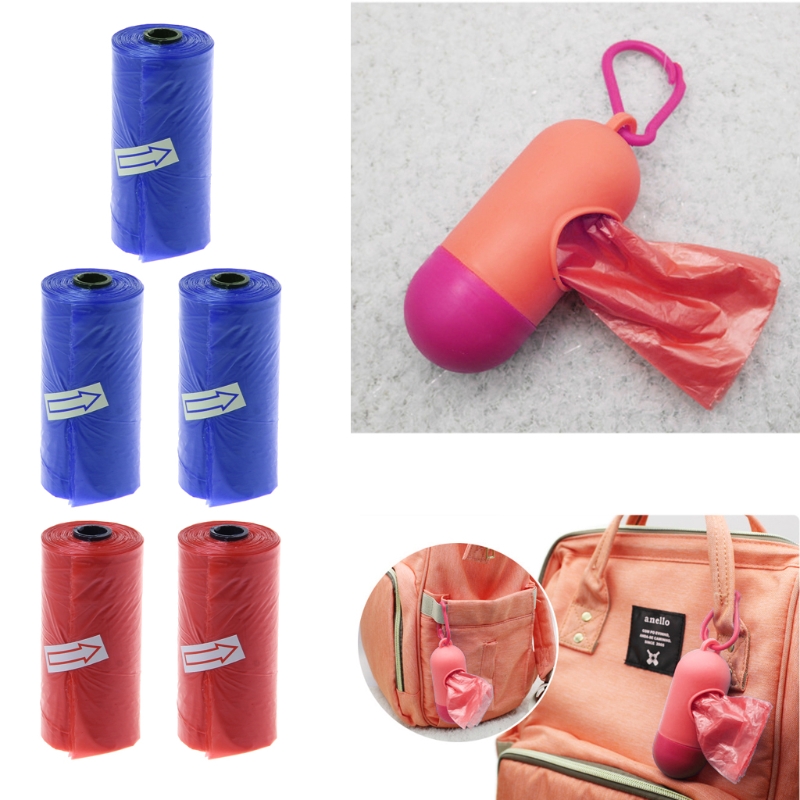 5 Roll Portable Baby Diaper Waste Bag Baby Strollers Disposable Garbage Bags 