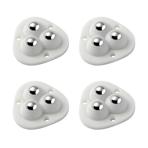 Self Adhesive Caster Wheels for Small Appliances, 360°Rotation Mini Caster Wheels for Furniture Storage Bins (4 PCS, White) Drcoevo