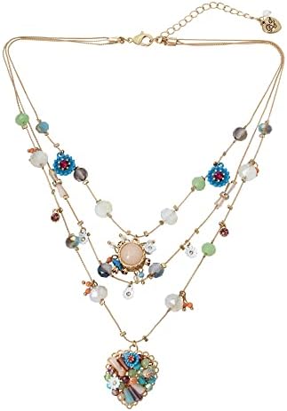Betsey Johnson Womens Butterfly Charms Layered Necklace