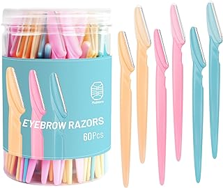 MoHern Eyebrow Razor with Box, 60 Pcs Face Razors for Women and Men, Multipurpose Dermaplane Razor, Dermaplaning Tool for Face, Multi-Color