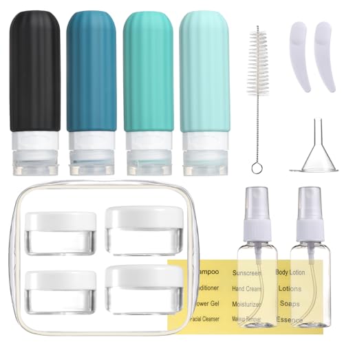 16 Pack Travel Bottles Set for Toiletries, Leakproof Travel Containers for Toiletries TSA Approved Silicone Travel Accessories Squeezable Refillable 3oz for Shampoo Conditioner Lotion