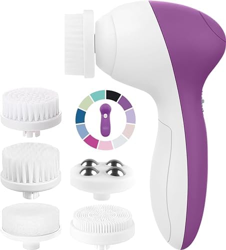 Face Scrubber | Facial Cleansing Brush Exfoliator Skin Care Products Beauty Products Powered Electric Wash Exfoliating Spin Cleanser Cleaning Scrub Including 7 Heads (Amethyst)