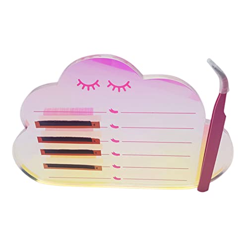 Grafting False Eyelash Acrylic Extension Pallet, Eyelash Extension Tweezers Plate Pad Makeup Palette Individual Training Tools Dazzling (Cloud-shaped C （5.9x3.94in）)