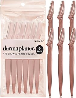 Kitsch Dermaplaning Tool - Face Razors for Women and Men, Eyebrow Trimmer & Face Shaver for Women, Facial Hair Removal for Women and Men, Dermaplane Razor for Women Face, 6 pc (Terracotta)