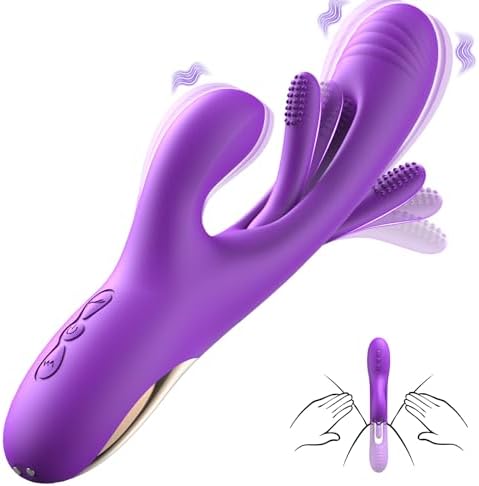 Vibrator Dildo Rabbit Sex Toys -LOVENOTE G Spot Vibrator Massager for Women Clitoral Nipple Stimulation, 3 in 1 Sex Toys with 14 Vibration & 7 Tongue Licking Flapping, Adult Sex Toys, Aurieel