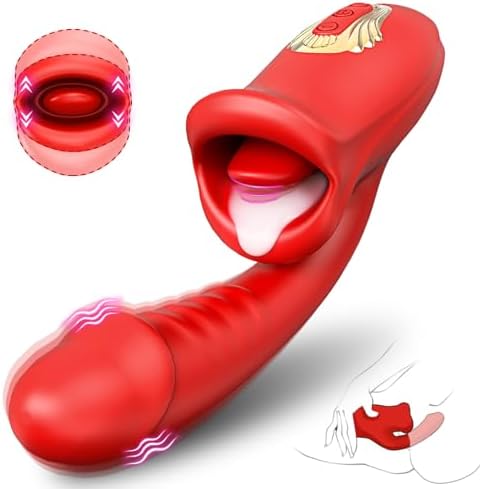 Tongue Rose Sex Toy Realistic Dildo Vibrators, 3 in 1 G Spot Vibrator for Women, Clitoral Vibrator with 10 Vibrations 10 Tongue Licking Nipple Clit Stimulator Adult Sex Toys for Women Couple