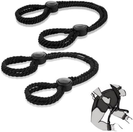 Rope Handcuffs Bracelets 2 Pcs Sex Restraints Ankle Cuffs BDSM Bondage Adjustable Handcuffs Anklets Sex Toys Cotton Ropes Wrist Cuffs Beginner Fetish Adult SM Game for Women (Black)