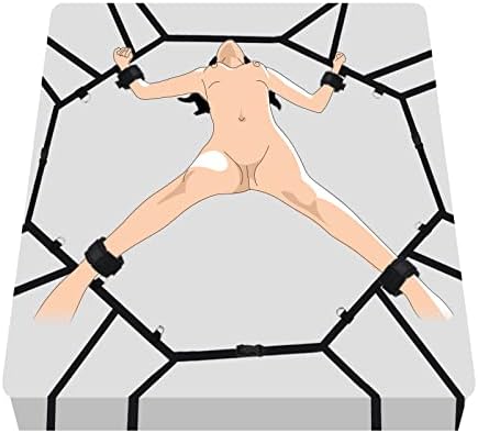 Sex Bondage BDSM Kit Bed Restraints Set, Super Easy Install Sex Rope Adjustable Straps, Sex Toys with Handcuffs Ankle Cuff for Adults Women Couples Game Pleasure (Black)