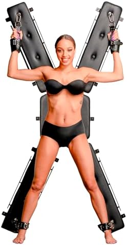 MASTER SERIES Masters St. Andrew's Cross Bondage Furniture for Men, Women, & Adult Couples, Durable Frame and Multiple Attachment Points for Restraints, Handcuffs, & BDSM Accessories, 1 Piece, Black