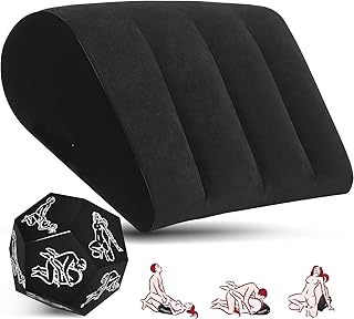 Position Cushion Sex Dice Set- Triangle Inflatable Ramp Sex Toy Set Sex Furniture Couples Toy Positioning for Deeper Position Support Pillow Sex Game Men Women for Couples (Black)