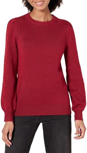 Amazon Essentials Women's Soft Touch Pleated Shoulder Crewneck Sweater