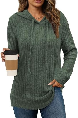 Womens Lightweight Hoodie Sweaters Long Sleeve Shirts Casual Loose Knit Tops Fall Fashion 2024
