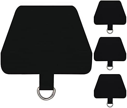 COCASES 4 Pack Phone Tether Tab, Phone Strap Replacement Part for Cell Phone, Safety Lanyard Patch (Black x4)