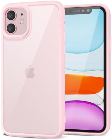 for iPhone 11 Case Clear, Transparent Hybrid 11 Phone Case [Hard Plastic & Soft Silicone Bumper] Acrylic Non Yellowing Thin Slim Protective Cover for Women, Light Pink