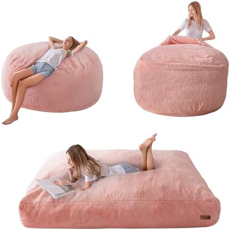 MAXYOYO Giant Bean Bag Chair Bed for Adults, Convertible Beanbag Folds from Lazy Chair to Floor Mattress Bed, Large Floor Sofa Couch, Big Sofa Bed, High-Density Foam Filling, Machine Washable