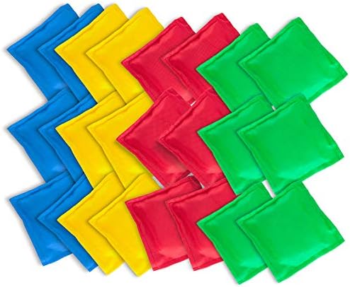 Super Z Outlet Nylon Cornhole Bean Bags Toy Set Sack Hand Toss Games Weights for Kids (5" x 5" Assorted Colors)