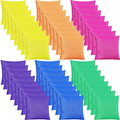Jenaai 48 Pcs Nylon Bean Bags Colorful Bean Bag, 2.6” x 2.6” Bean Bags