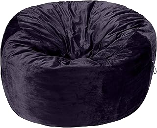 Amazon Basics Memory Foam Filled Bean Bag Chair with Microfiber Cover, 5 ft, Blue, Solid
