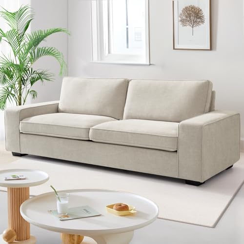 PARKOL 88" Modern Loveseat Sofa, 3 Seater Couch with Removeable and Washable Cushion Cover, Chenille Love Seat for Living Room, Apartment and Small Space, Easy to Install (Beige)