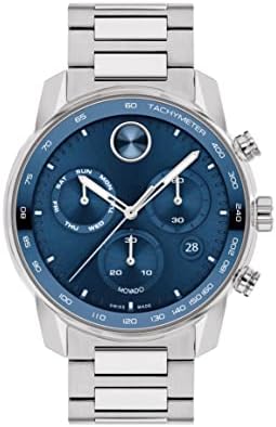 Movado Bold Verso Men's Watch - Swiss Quartz 3H Movement, Stainless Steel Link Bracelet - 3 ATM Water Resistance - Luxury Fashion Timepiece for Him - 42mm